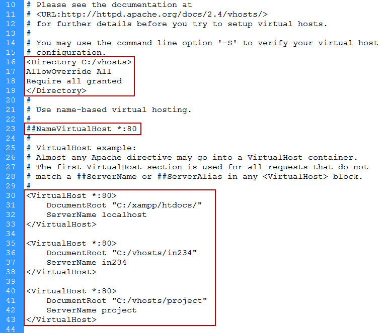 edit httpd-vhosts.conf file
