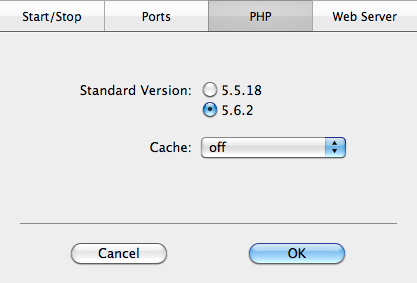 MAMP PHP Preferences