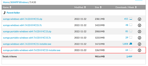 screenshot of the executeable file with portable in the name highlighted in red