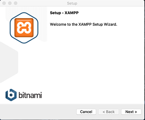 screenshot of XAMPP setup wizard for OS X