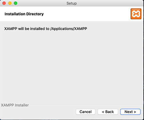screenshot of XAMPP setup wizard for OS X