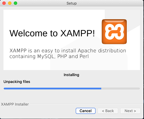 screenshot of XAMPP setup wizard for OS X